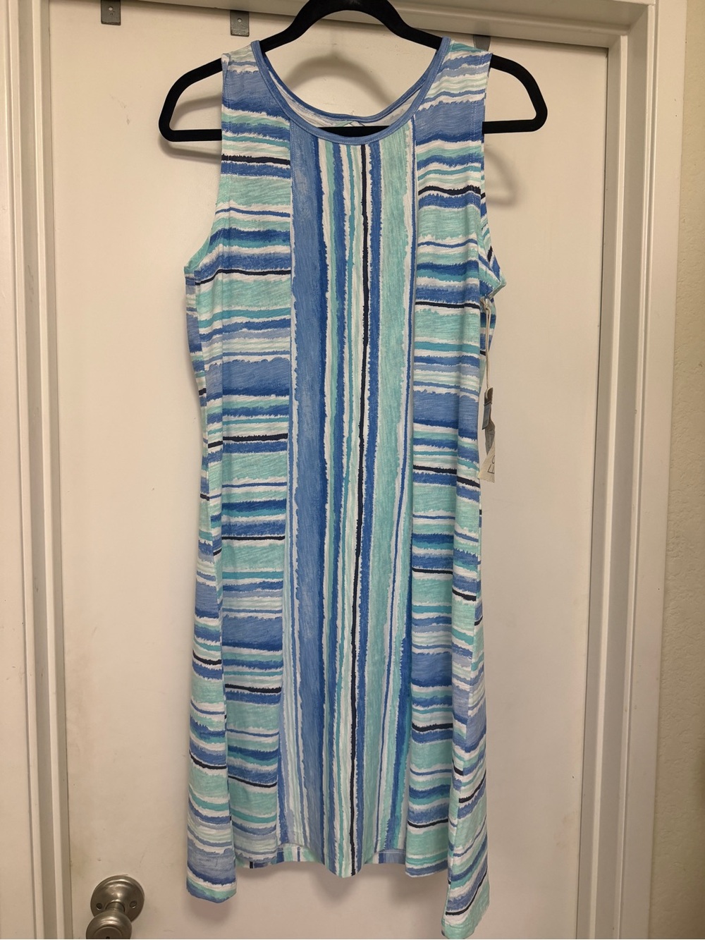 Escape by Habitat beach cotton tank dress, blue/white stripes - size S NWT